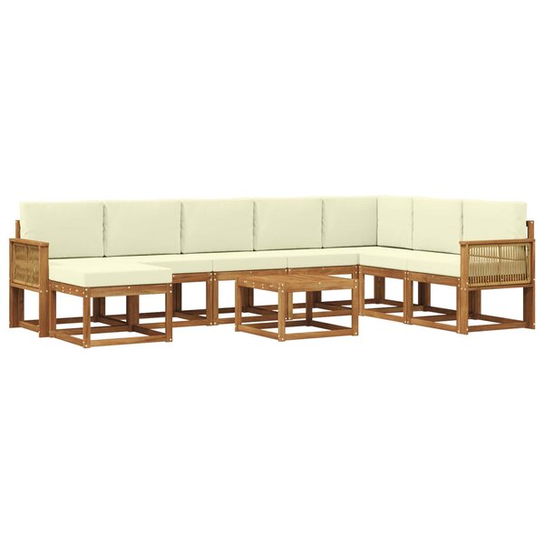 vidaXL Ensemble de canapés d'extérieur 9 pc Naturel et Crème