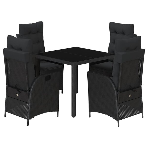 vidaXL Ensemble à manger de jardin coussins 5Pièces Noir Résine tressée
