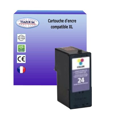 Cartouche compatible Lexmark 24 pour Lexmark X3500, X3550, X4500, X4530, X4550, Z1400, Z1420 - Couleur- T3AZUR