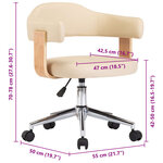 vidaXL Chaise pivotante de bureau Crème Bois courbé et similicuir