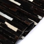 Vidaxl tapis cuir véritable patchwork 160 x 230 cm rayures noir/blanc