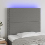 vidaXL Tête de lit à LED Gris foncé 100x5x118/128 cm Tissu