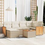 vidaXL Salon de jardin avec coussins 7 Pièces beige résine tressée