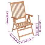 vidaXL Chaises inclinables de jardin lot de 6 Bois de teck solide