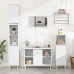 vidaXL Ensemble de meubles salle de bain 3 Pièces blanc bois d'ingénierie