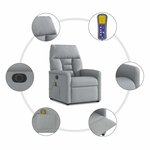 vidaXL Fauteuil de massage inclinable électrique gris clair tissu