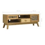 vidaXL Meuble TV Marron sculpté 120x30x42 cm Bois