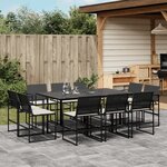 vidaXL Ensemble à manger de jardin 11 Pièces coussins noir résine tressée