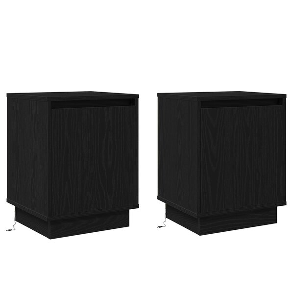 vidaXL Tables de chevet avec lumières LED 2 Pièces Noir 39x34 5x50 cm