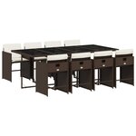 vidaXL Ensemble à manger de jardin et coussins 9 Pièces marron poly rotin