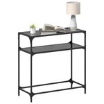vidaXL Table console avec dessus en verre noir 80x35x81 cm acier