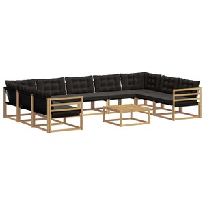 vidaXL Ensemble de canapés d'extérieur 10 pc Blanc et noir