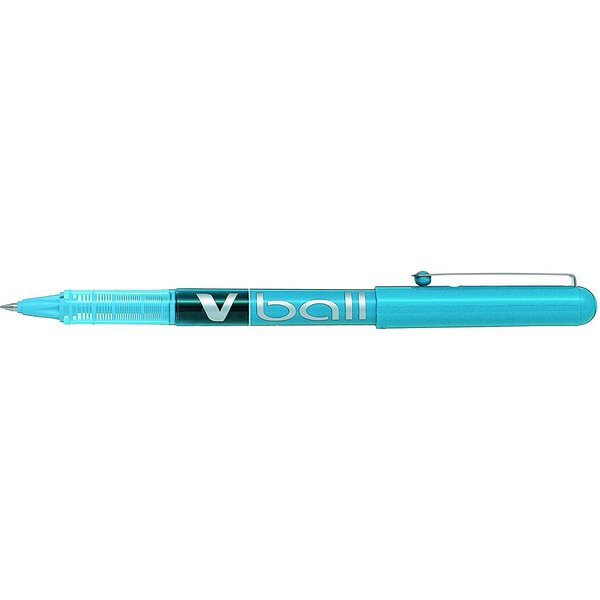 Stylo roller v ball vb5 encre liquide pte métal fine turquoise x 12 pilot