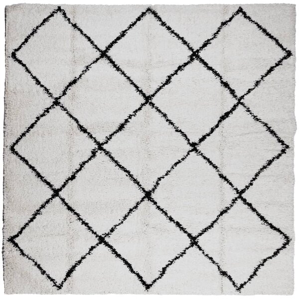 vidaXL Tapis shaggy à poils longs moderne crème et noir 200x200 cm