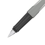 Stylo plume rechargeable monochrome Stabilo Flow - Plume M de haute qualité - Poignée ergonomique - Cartouche bleu roi incluse - Corps gris clair