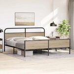 vidaXL Cadre de lit en métal sans matelas chêne fumé 200x200 cm