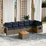 vidaXL Salon de jardin 7 Pièces avec coussins gris résine tressée