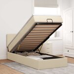 vidaXL Lit ottoman avec matelas crème 100x200 cm tissu
