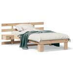 vidaXL Cadre de lit avec tiroir Marron 75 x 190 cm Bois massif en pin