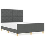 vidaXL Cadre de lit avec tête de lit Gris foncé 140 x 190 cm tissu