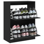 vidaXL Armoire à chaussures 2 tiroirs rabattables noir 80x42x108 cm