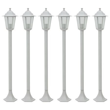 vidaXL Lampe de jardin à piquet 6 Pièces E27 110 cm Aluminium Blanc