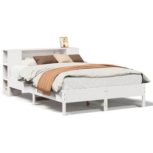 vidaXL Lit bibliothèque sans matelas blanc 140x190 cm bois pin massif