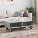 vidaXL Table d'appoint avec roues Gris béton 90 x 50 x 30 cm