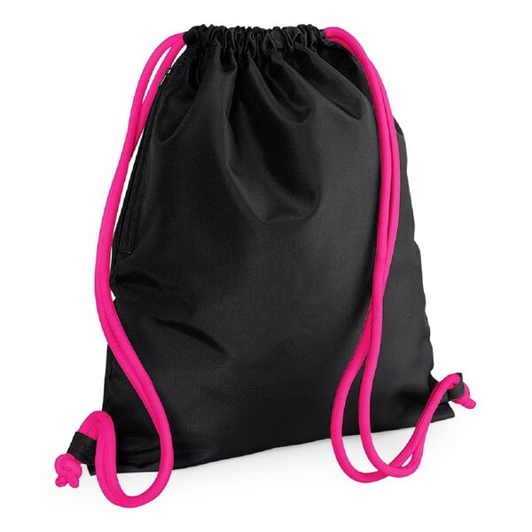Sac à dos en toile cordons épais - BG110 - noir cordons fuschia