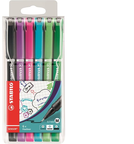 Pochette de 6 Stylos Feutres SENSOR M Coloris Fun STABILO
