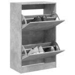 vidaXL Armoire à chaussures gris béton 60x34x96 5 cm bois d'ingénierie