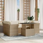 vidaXL Salon de jardin avec coussins 7 Pièces beige résine tressée