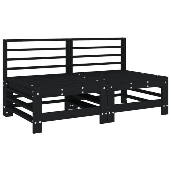 vidaXL Canapés centraux de jardin 2 Pièces noir bois de pin massif