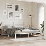 vidaXL Cadre de lit métal sans matelas et tête de lit blanc 160x200 cm