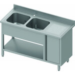 Plonge inox double cuve - placard - profondeur 600 - stalgast -  - inox1500x600battante x600x900mm