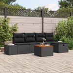 vidaXL Ensemble de canapé de jardin 6 pièces avec coussins noir en poly rotin