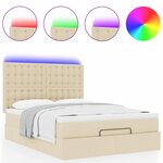 VidaXL Cadre de lit ottoman avec matelas crème 140x190 cm tissu