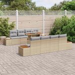 vidaXL Ensemble de canapé de jardin 9 Pièces Beige Poly rotin