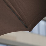 Parasol déporté rond inclinable manivelle piètement mât métal. dim. Ø 2 96 x 2 6H m polyester haute densité chocolat
