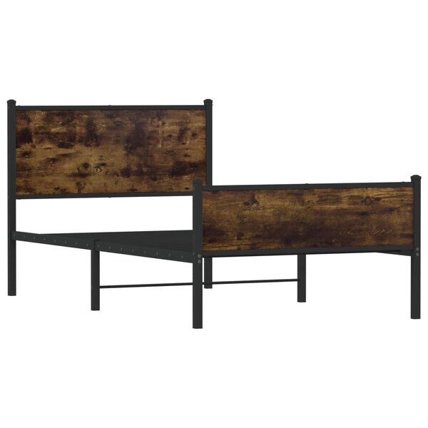 vidaXL Cadre de lit en métal sans matelas chêne fumé 100x200 cm
