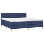 vidaXL Sommier à lattes de lit avec matelas LED Bleu 180x200 cm Tissu