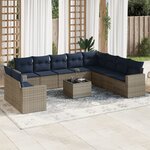 vidaXL Salon de jardin 11 Pièces avec coussins gris résine tressée