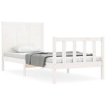 vidaXL Cadre de lit avec tête de lit blanc petit simple bois massif