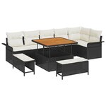 vidaXL Ensemble de canapé de jardin avec coussin 9 Pièces Noir  Crème