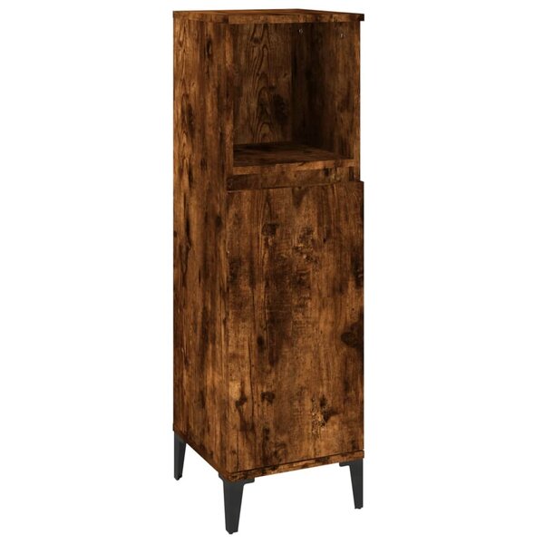vidaXL Armoire de bain chêne fumé 30x30x100 cm bois d'ingénierie