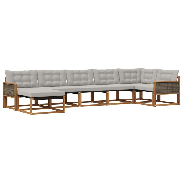 vidaXL Ensemble de canapés d'extérieur 7 Pièces Naturel et gris clair