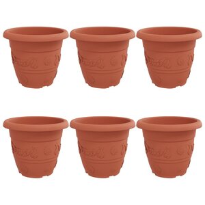 vidaXL Pot à fleurs rond 6 pc Rouge brique Ø 34 x 28 cm Plastique