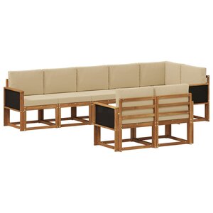vidaXL Ensemble de canapés d'extérieur 8 pc Naturel et Beige Polyester