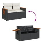 Ensemble de canapés de jardin 8 pièces vidaXL avec coussins noir en rotin synthétique