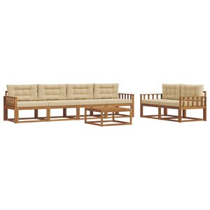 vidaXL Ensemble de canapés d'extérieur 7 Pièces Naturel et Beige
